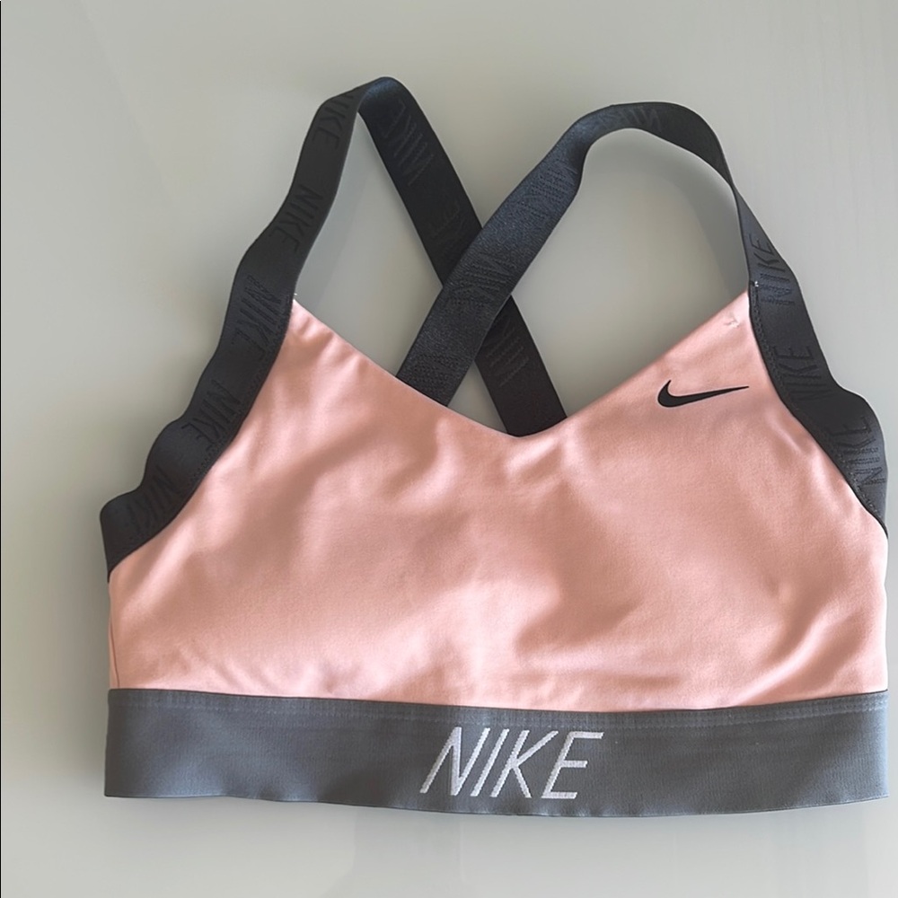 Nike Women's Peach and Charcoal Swim Top
